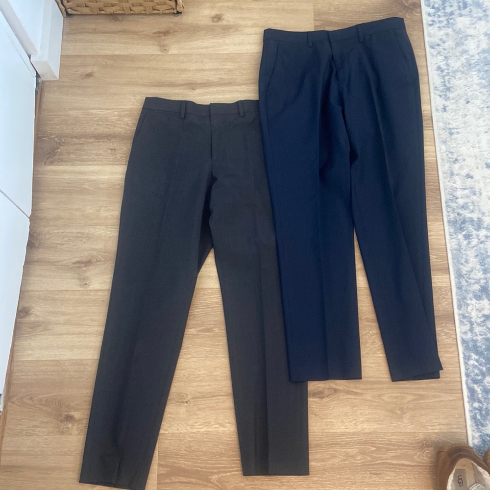 Express slim stretch wrinkle-resistant dress pant charcoal/ navy bundle 30 x 30